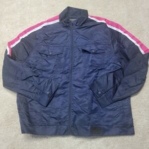 PRPS x Jim Jones‎ Contrast Nylon Jacket Men's 2XL, Navy, Pink & White Stripes